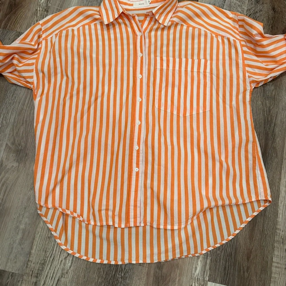 MAYE 100% Cotton Striped Button Down Shirt Business Casual Sz XL - Picture 9 of 12